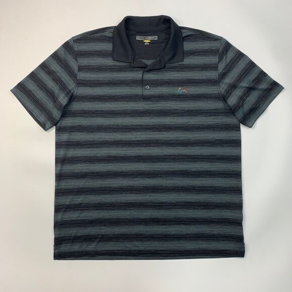 Greg Norman Polo Shirt Mens Extra Large Black PlayDry Striped Performance Golf - Picture 2 of 10